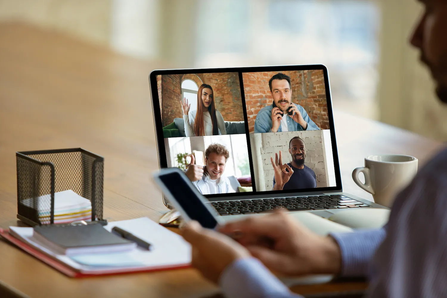 five people on a zoom call